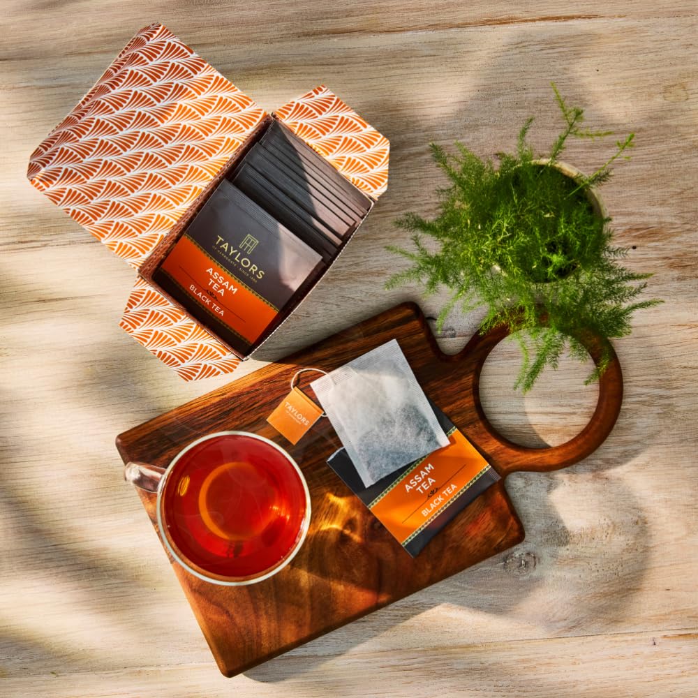 Packaging wrap of Taylors Assam tea bags.