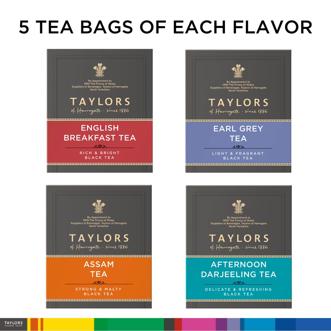 Taylors of Harrogate Afternoon Darjeeling tea bags for smooth, fragrant steeping.
