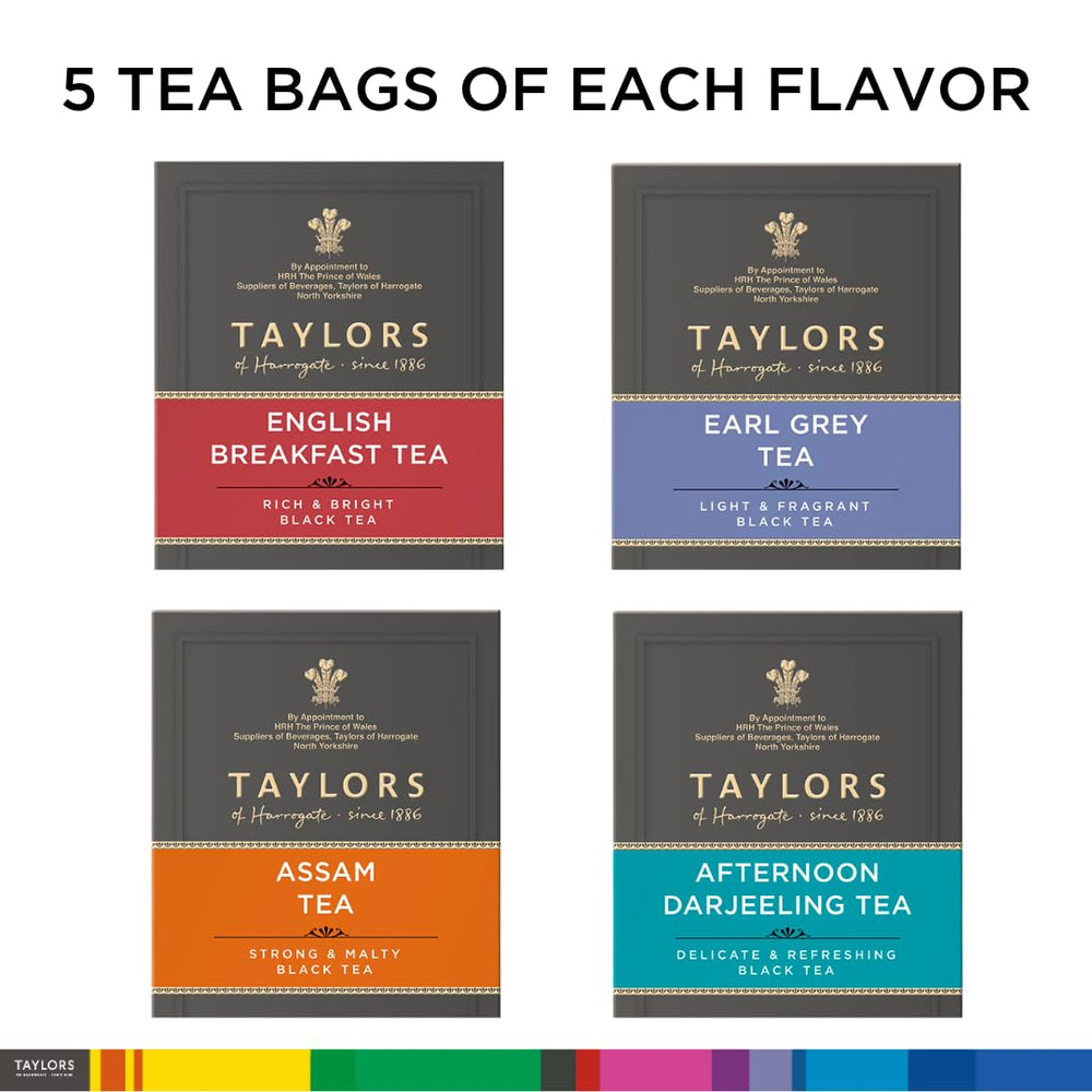 Taylors of Harrogate Afternoon Darjeeling tea bags for smooth, fragrant steeping.
