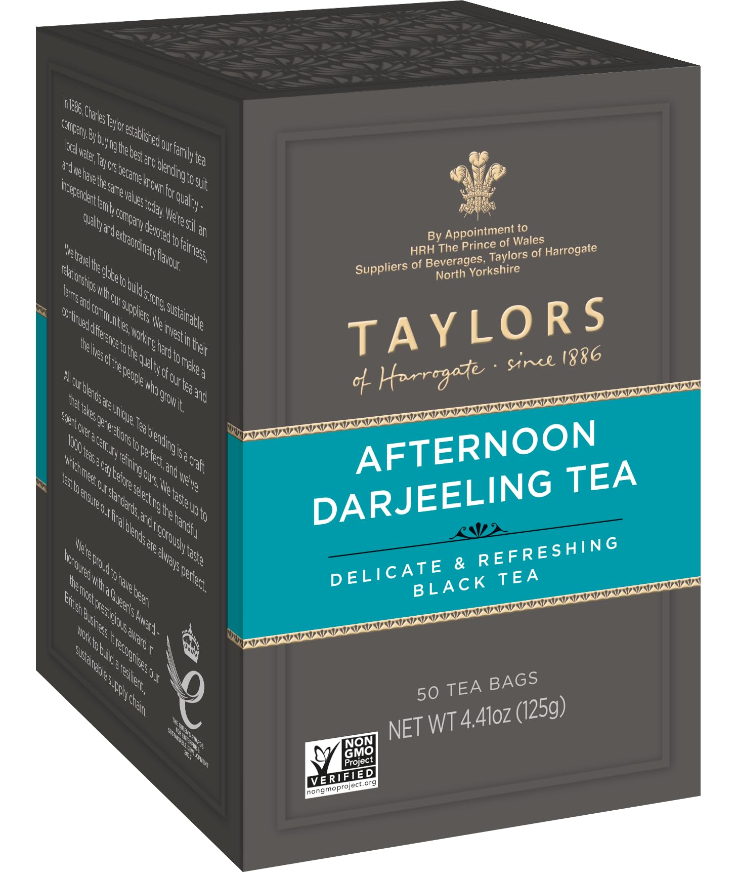 Taylors of Harrogate Afternoon Darjeeling cup close-up highlights muscatel aroma.