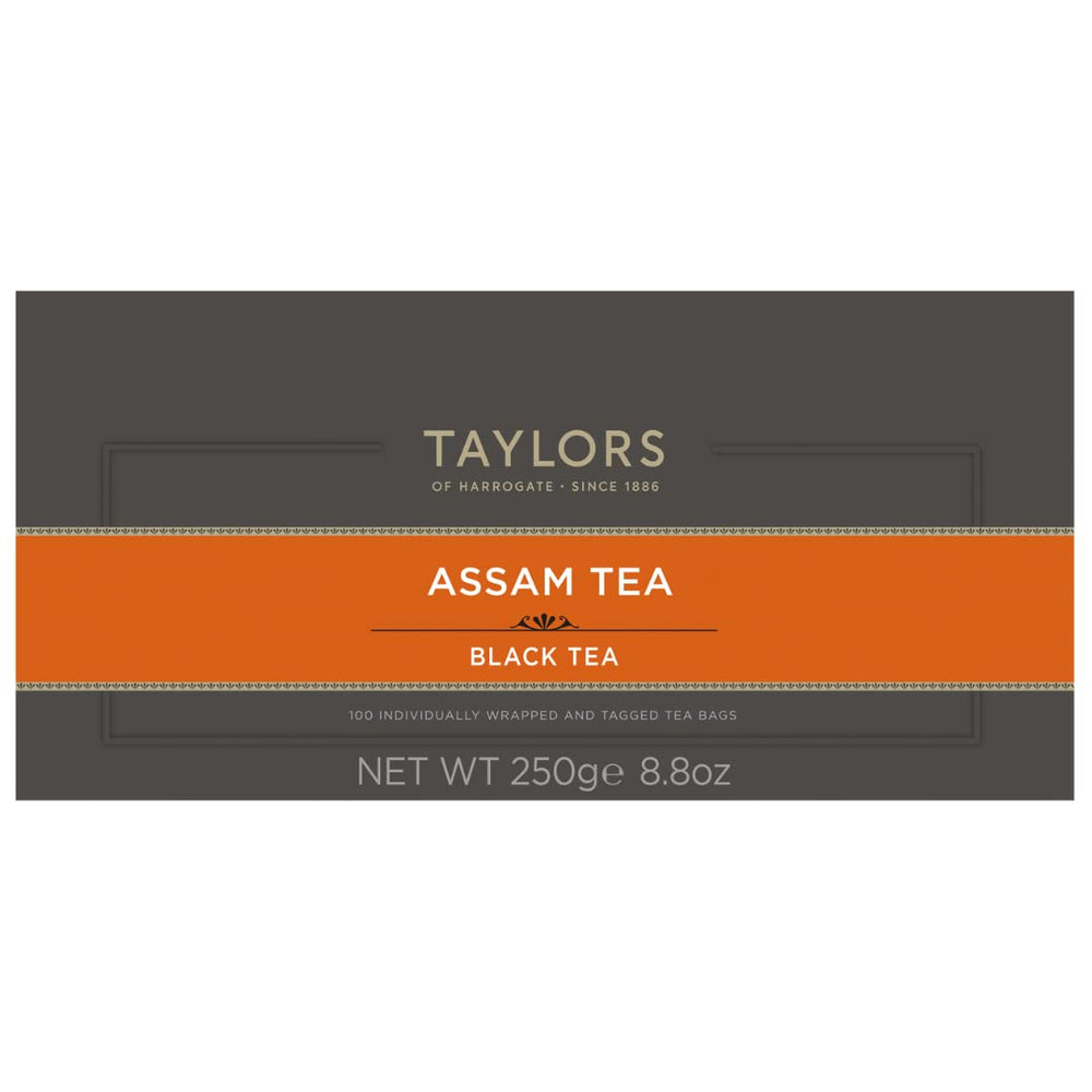 Taylors Assam tea bags brew well hot or iced for versatile serving.