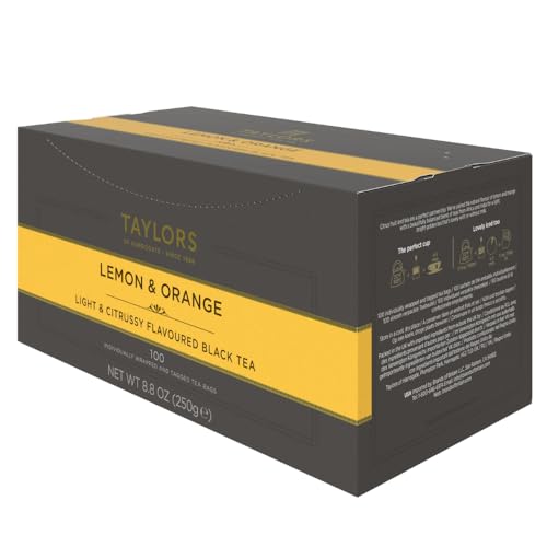 Taylors of Harrogate citrus black tea brew, hot or iced.