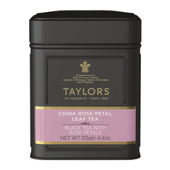 Taylors of Harrogate China Rose Petal tea tin caddy for elegant afternoon service.