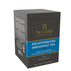 Bright mornings with Taylors of Harrogate Decaffeinated Breakfast Tea cup.