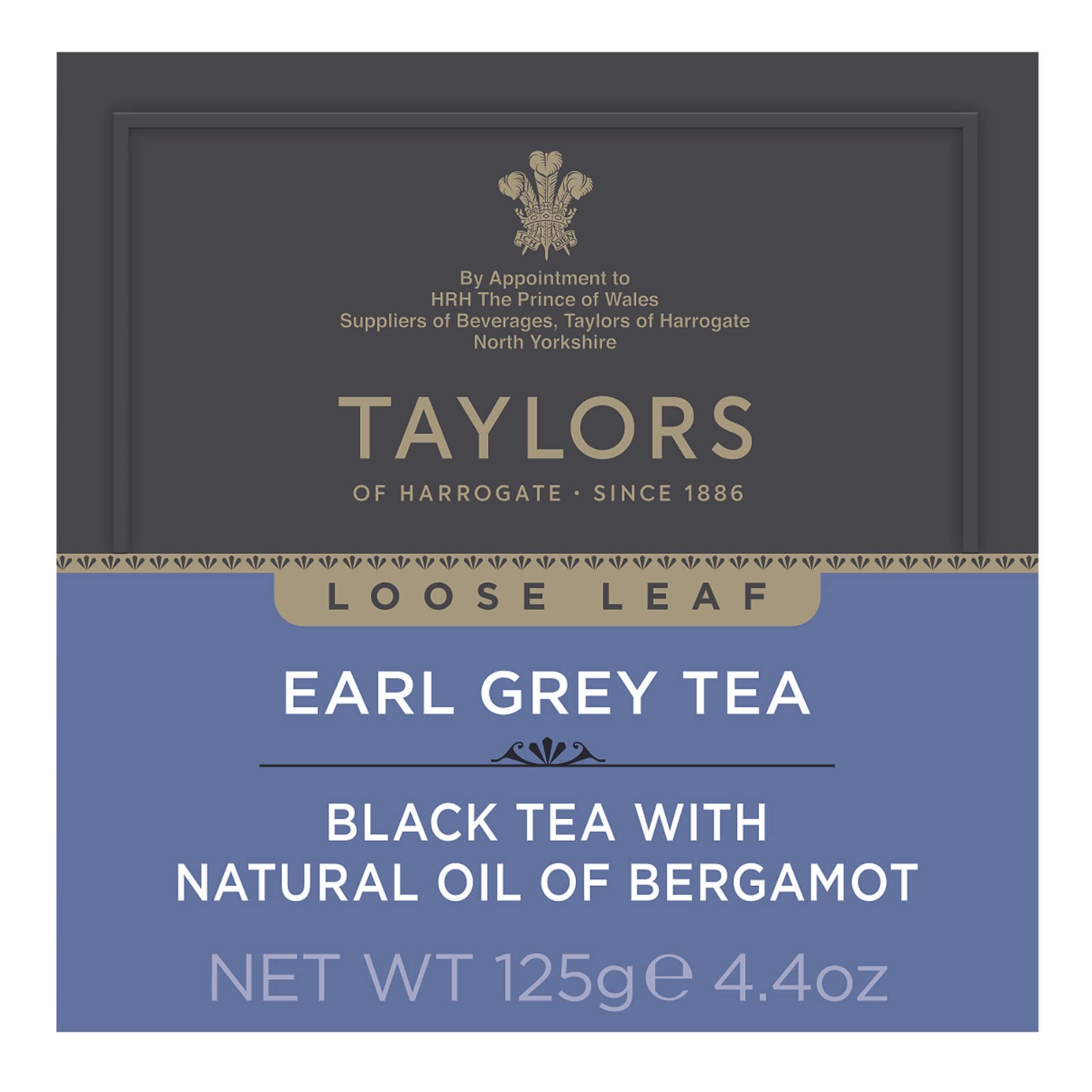 Taylors of Harrogate Earl Grey brewed cup releasing fragrant bergamot notes.