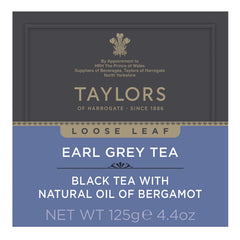 Taylors of Harrogate Earl Grey brewed cup releasing fragrant bergamot notes.