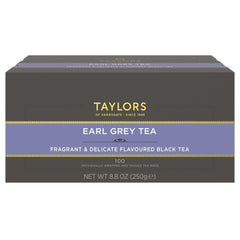 Taylors of Harrogate Earl Grey tea bags pack of 100 for convenient brewing.