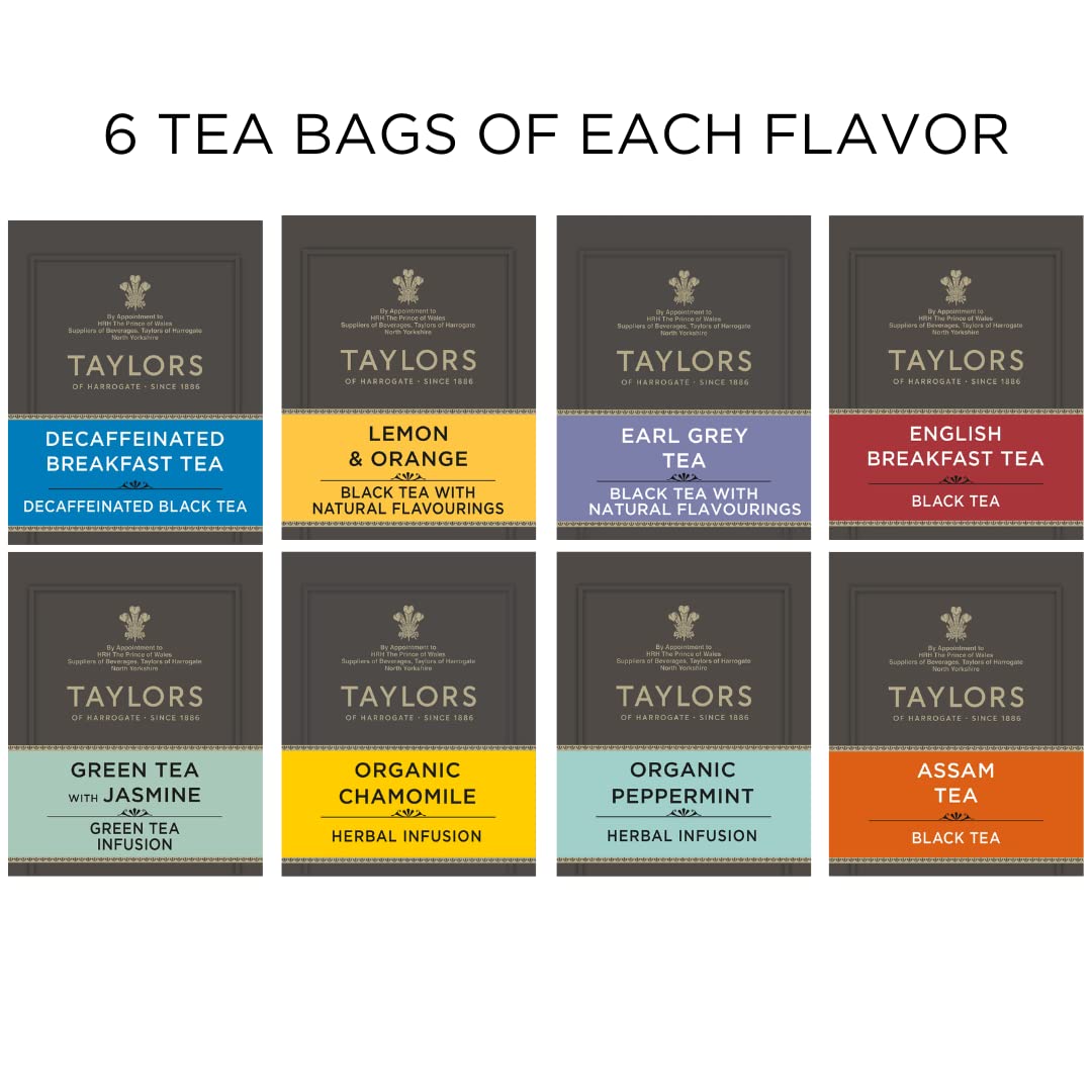 Taylors Earl Grey tea bags with bergamot aroma for elegant sips.