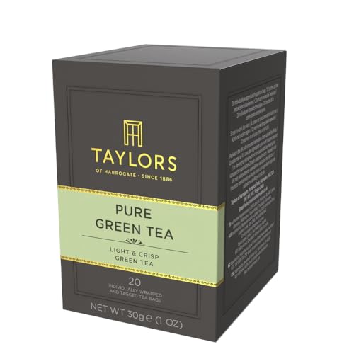 Steeping Taylors green tea yields a crisp, mellow cup in a cup.