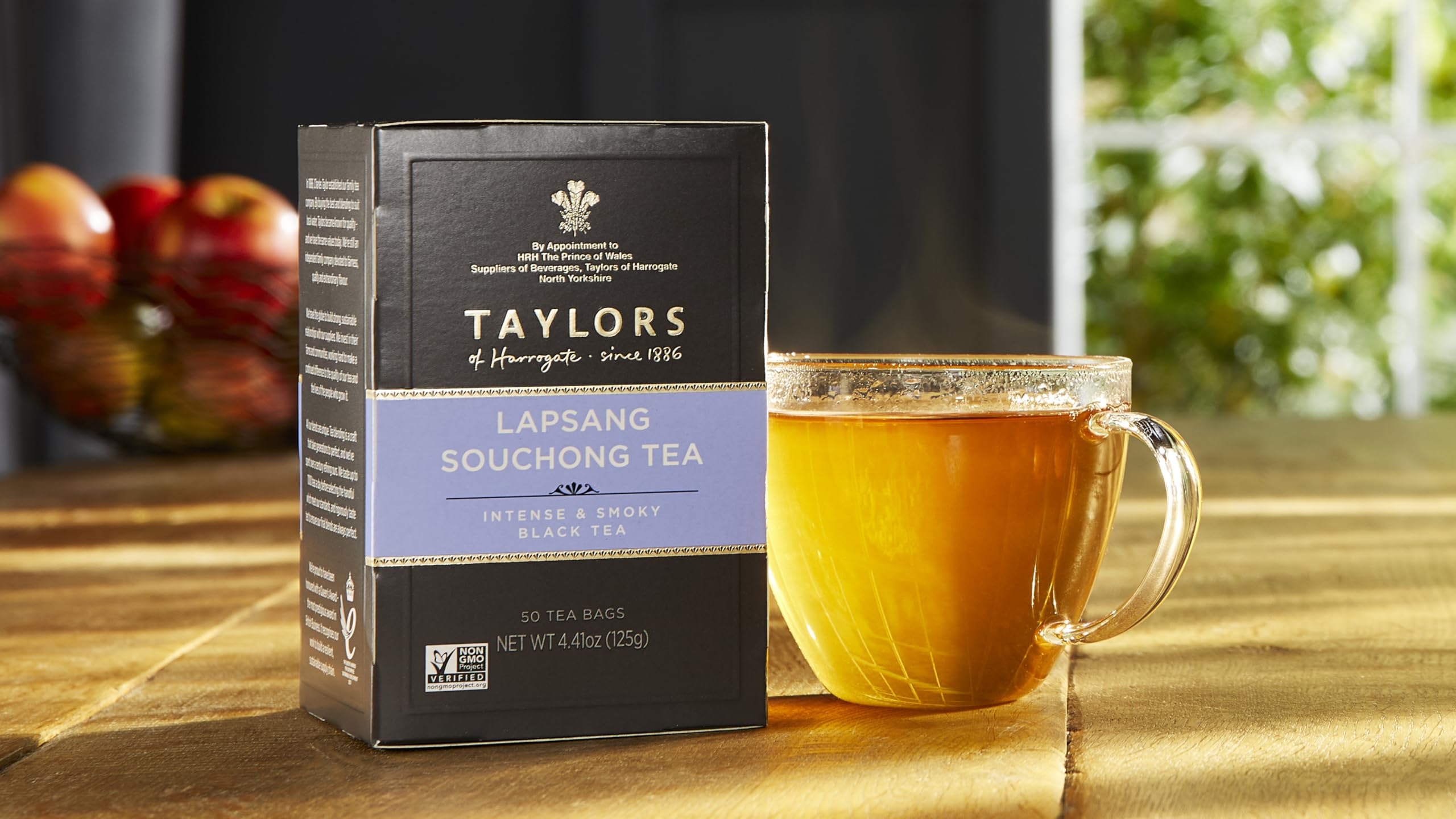 Steeping Taylors of Harrogate Lapsang Souchong in a mug for a rich aroma
