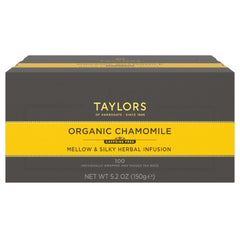 Taylors of Harrogate organic chamomile tea bags, individually wrapped, for a calming caffeine-free cup.
