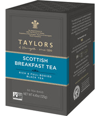 Taylors of Harrogate Scottish Breakfast tea bags for a bold morning brew.