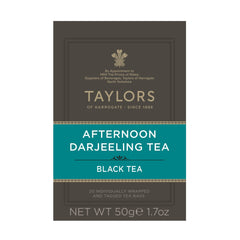 Taylors of Harrogate Afternoon Darjeeling tea bag, fragrant and convenient for a quick steep.