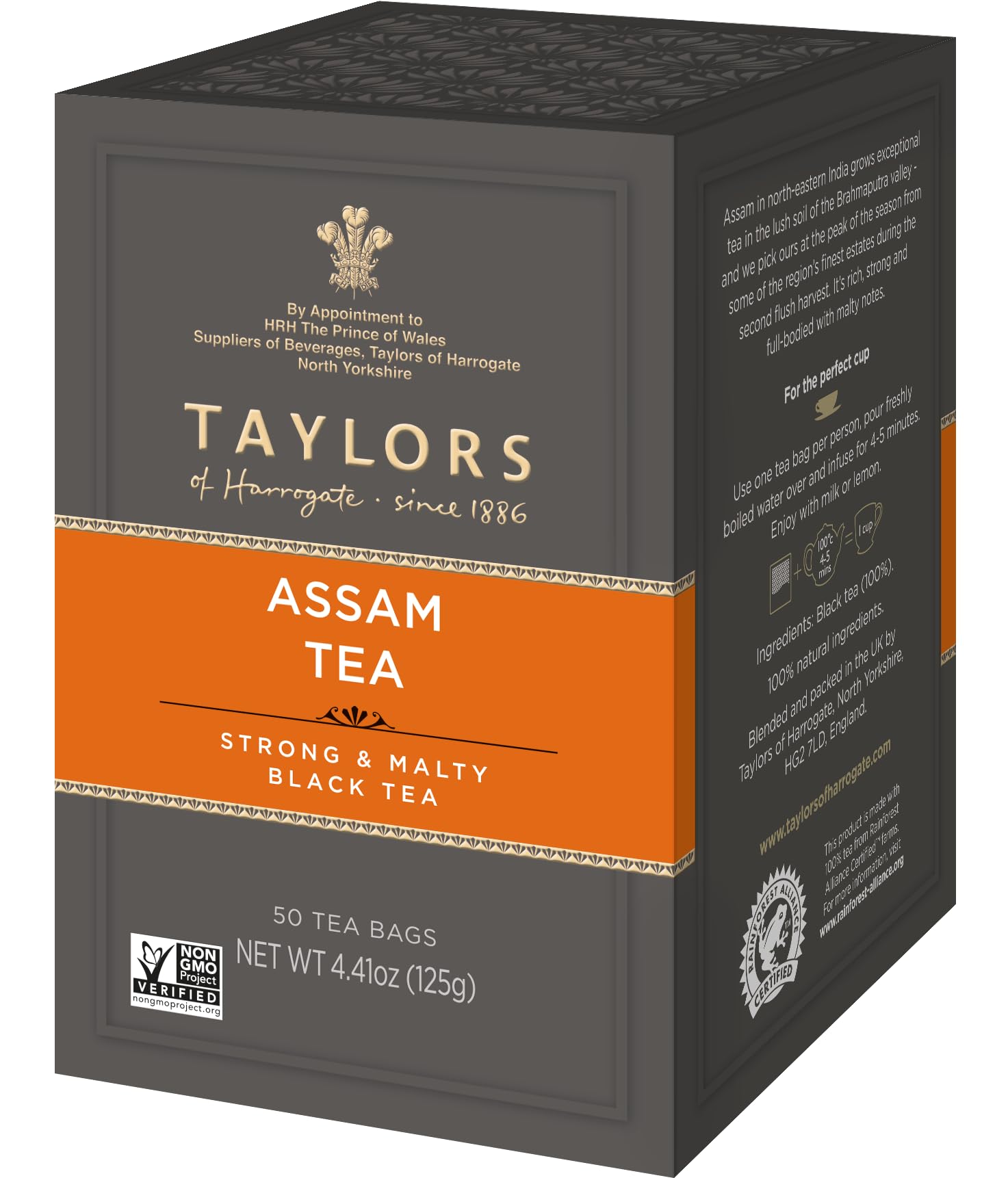 Taylors of Harrogate Assam Pillow Tea Bags 50-count pack ready to brew for daily use