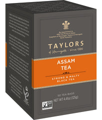 Brewing a full-bodied Taylors Assam tea steeping in a cup
