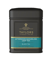 Close-up of Taylors of Harrogate Darjeeling leaves showing delicate color and texture.