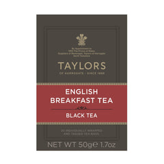 Taylors of Harrogate English Breakfast tea bags for a bold morning boost.