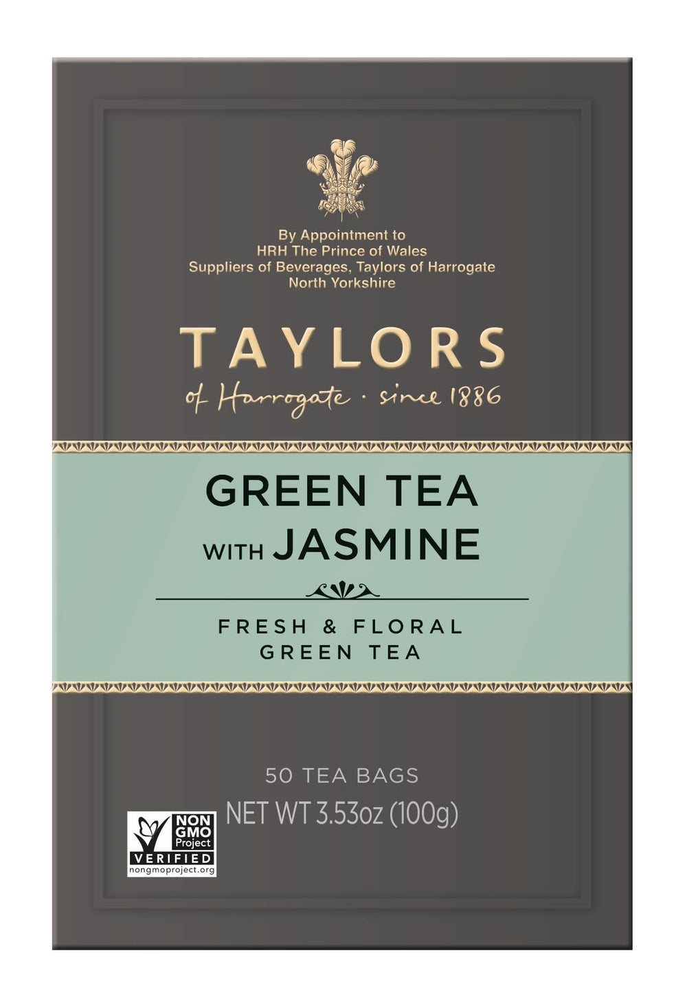 Taylors of Harrogate green tea leaves and jasmine infusion in motion.