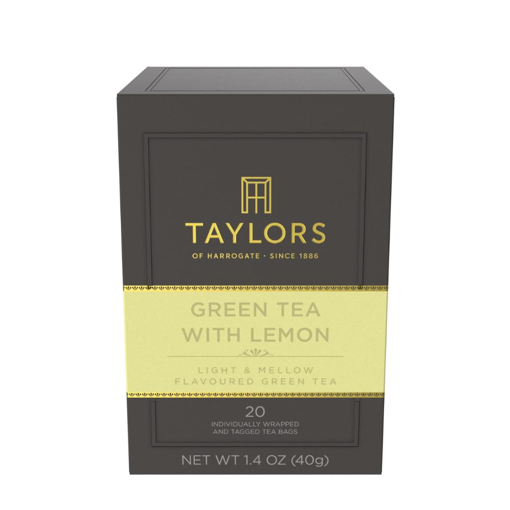 Taylors of Harrogate green tea with lemon bags pack 20 for easy daily brewing.