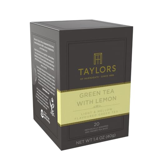 Taylors of Harrogate green tea with lemon hot cup showcasing mellow citrus.