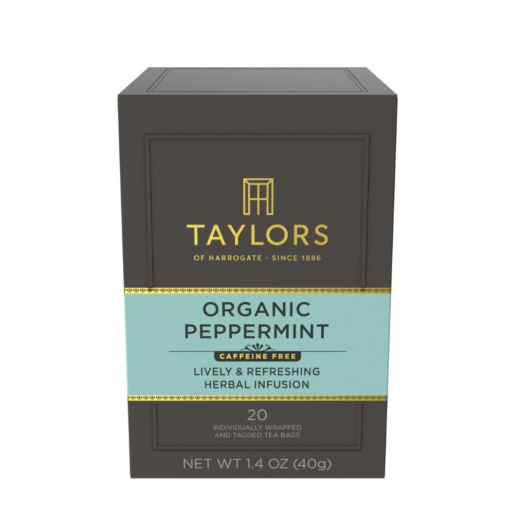 Taylors of Harrogate Organic Peppermint Tea bags 20-count, caffeine-free and refreshing