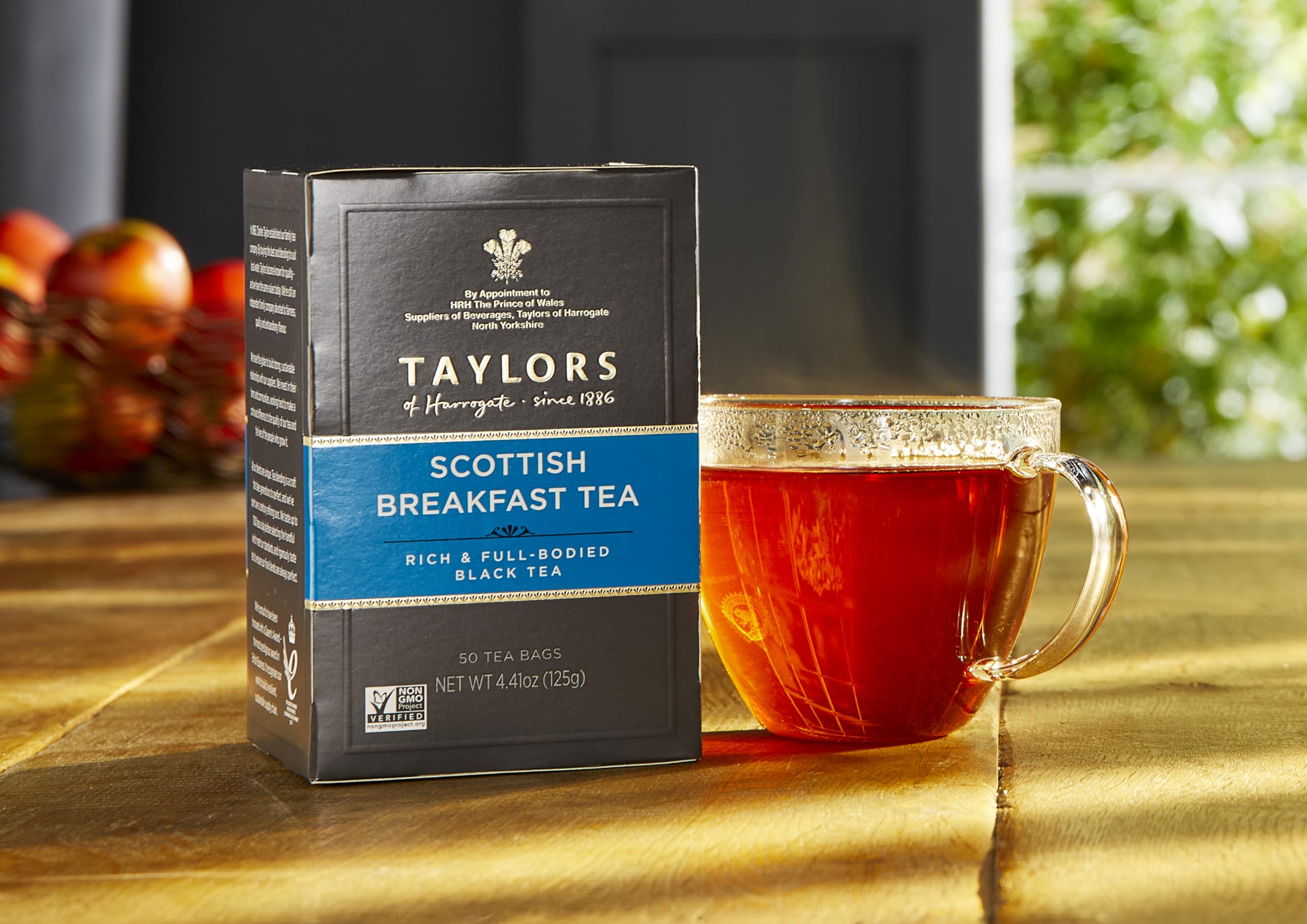Taylors of Harrogate Scottish Breakfast box packaging on display