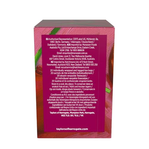 Hot Taylors of Harrogate Sour Cherry tea in a mug with rich notes