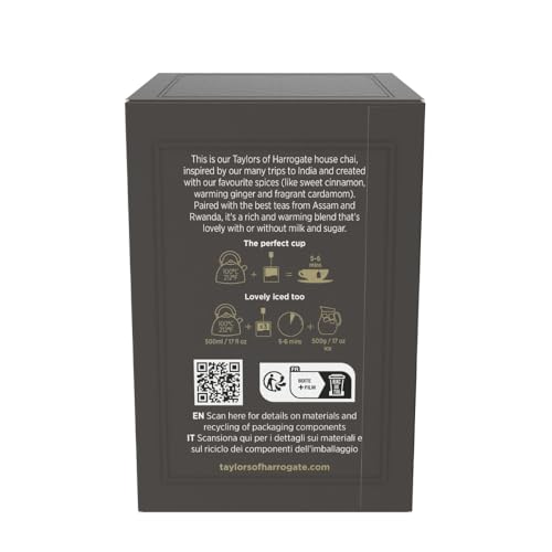 Taylors of Harrogate tea bag infusing water for rich flavor.