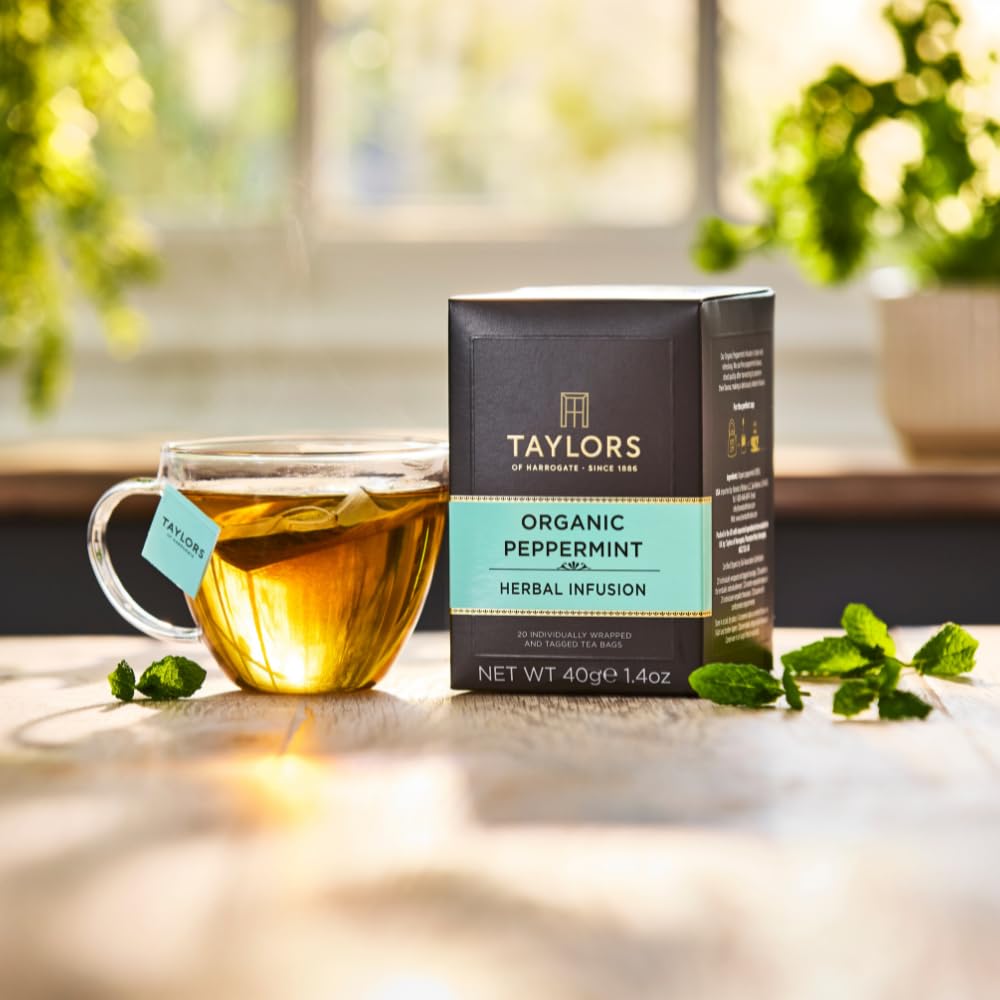 Taylors of Harrogate tea bags packaging, foil-wrapped to preserve flavor