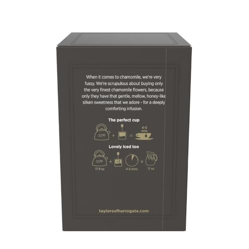 Taylors chamomile packaging image showcasing 20 individually wrapped bags