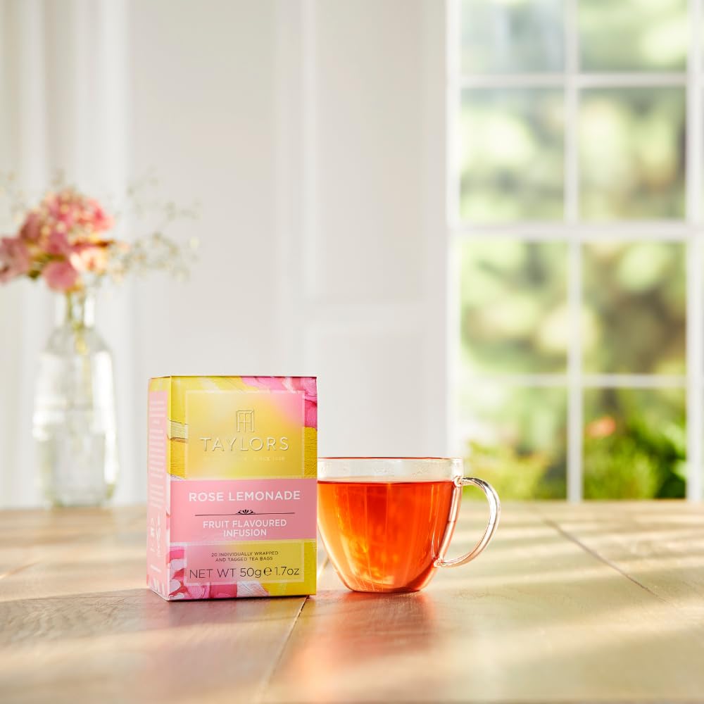 Taylors of Harrogate Rose Lemonade Infusion 20-bag box for easy daily brewing.