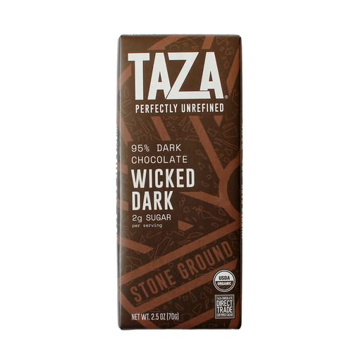 Taza Amaze Bar 95% grinding stones close-up showing traditional stone milling