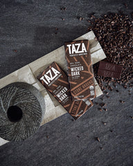 Taza Amaze Bar 95% bars on plate ready for tasting