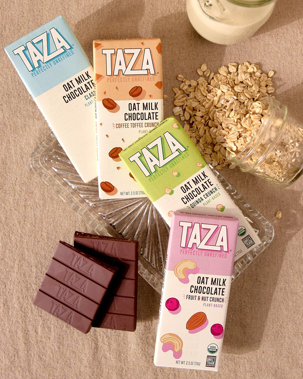 Taza Chocolate oat milk coffee toffee bar delivering coffee notes in dairy-free creaminess