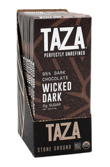 Taza Chocolate Wicked Dark Amaze Bar 95% closeup highlights bold cacao texture