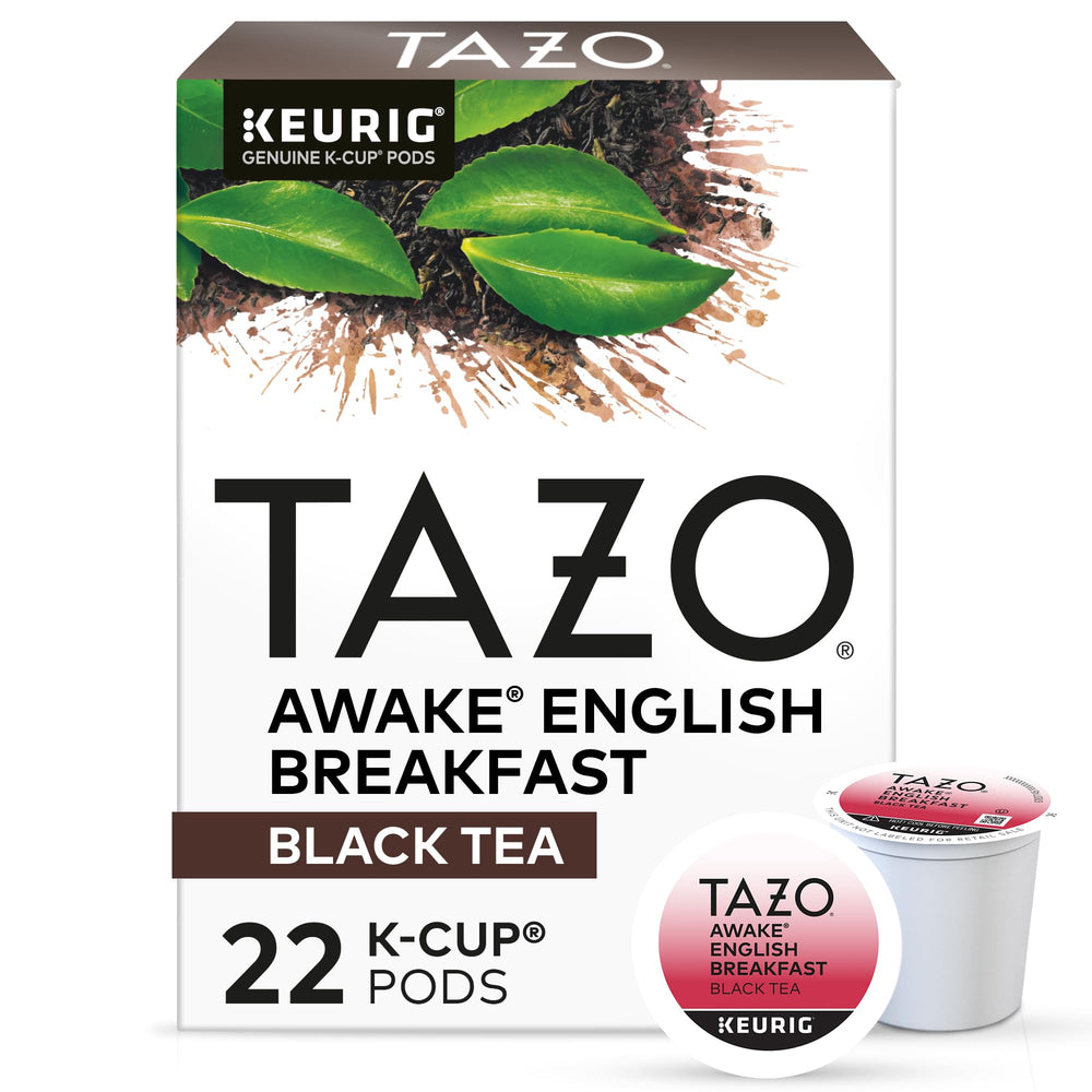 TAZO Awake English Breakfast Tea K-Cups box for quick, bold mornings