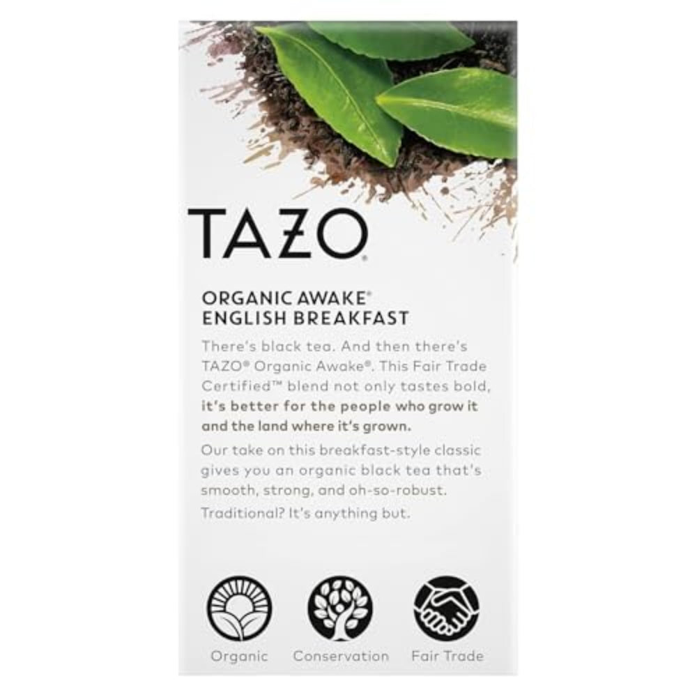 TAZO bright amber brew in cup inviting a rich breakfast ritual.