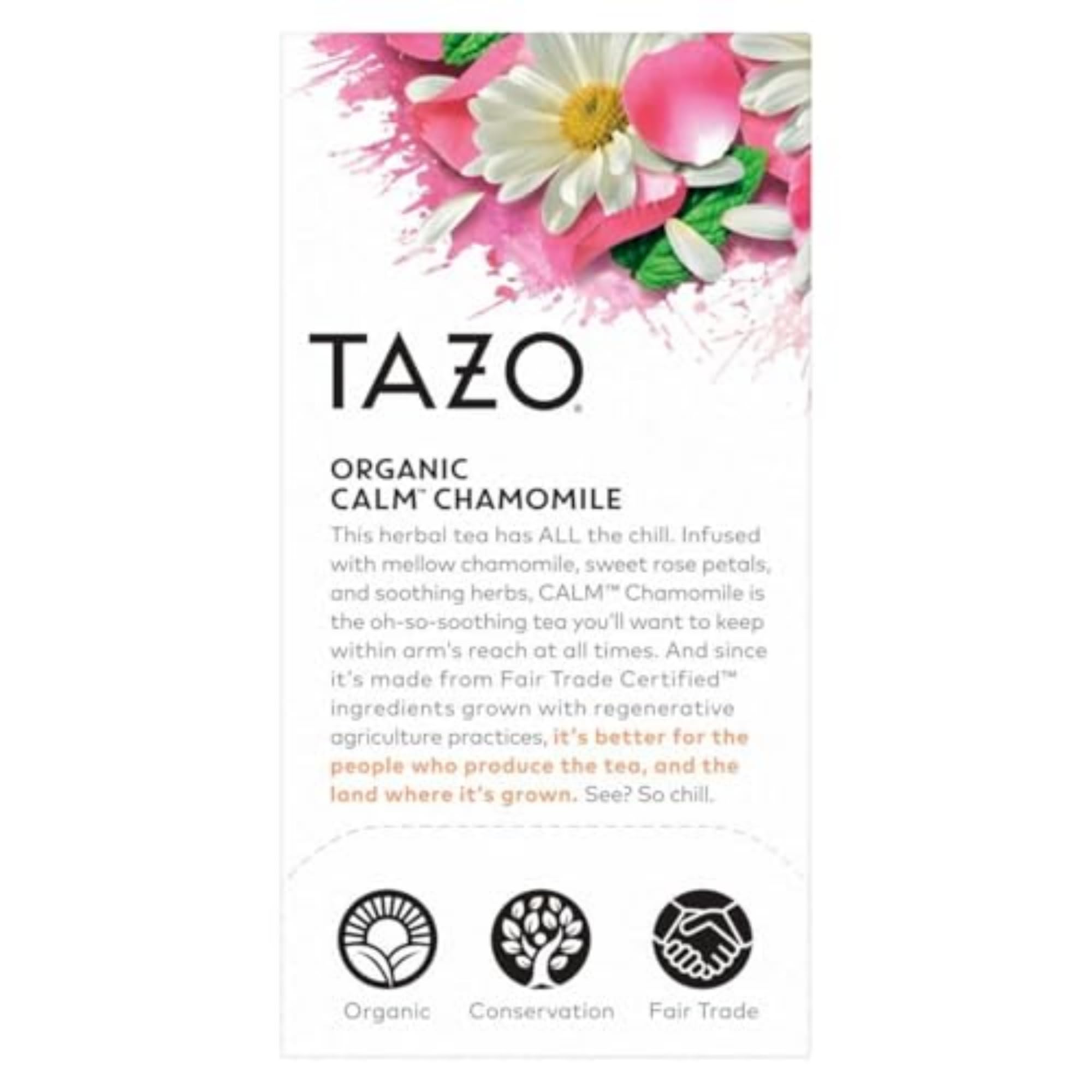 Chamomile flowers in the TAZO Calm blend exhibiting floral notes