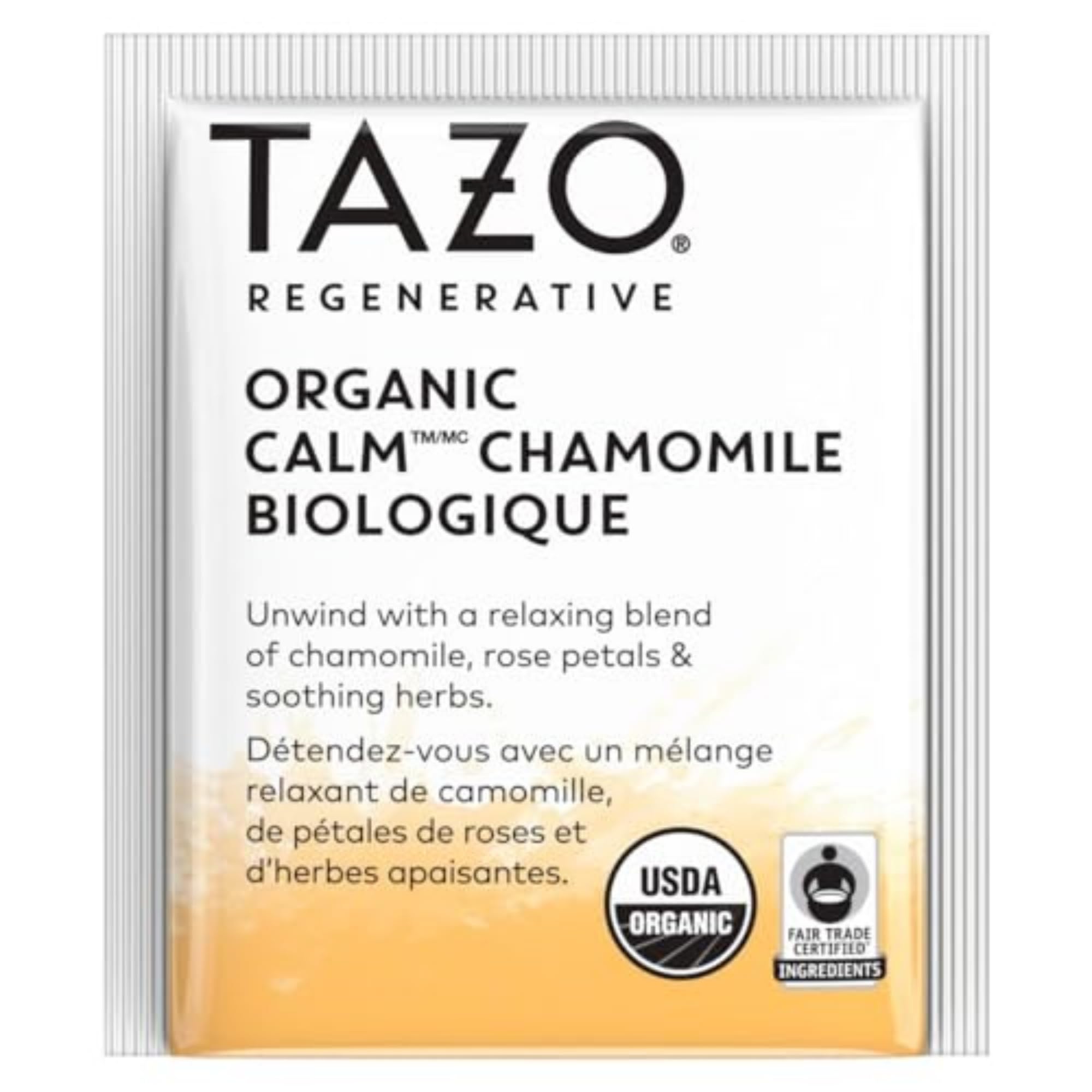 TAZO Calm Chamomile pack of six tea bags for everyday moments.