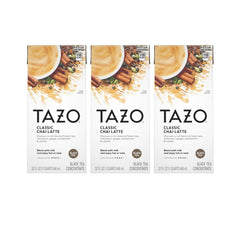 TAZO chai latte concentrate front bottle shows bold spice blend for rich flavor
