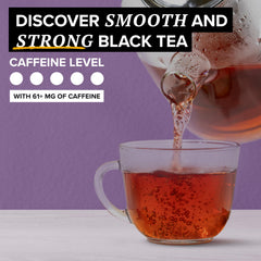 TAZO Earl Grey brew rising in a cup with steam, highlighting bergamot aroma.