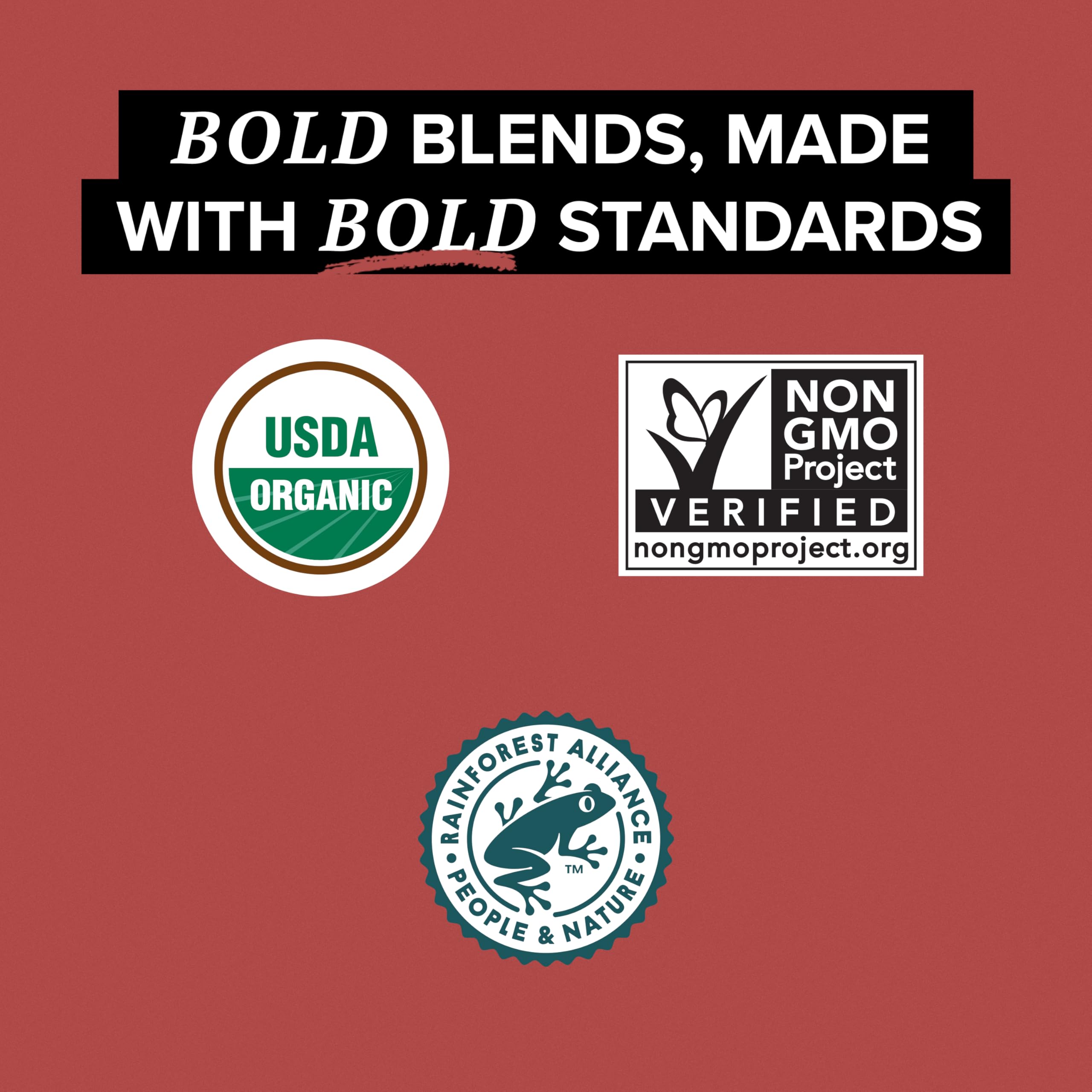 Eco-friendly sourcing badge on TAZO packaging