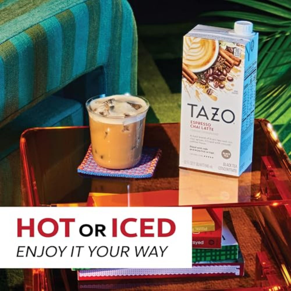 Iced chai latte in a tall glass, perfect for warm-weather sipping.