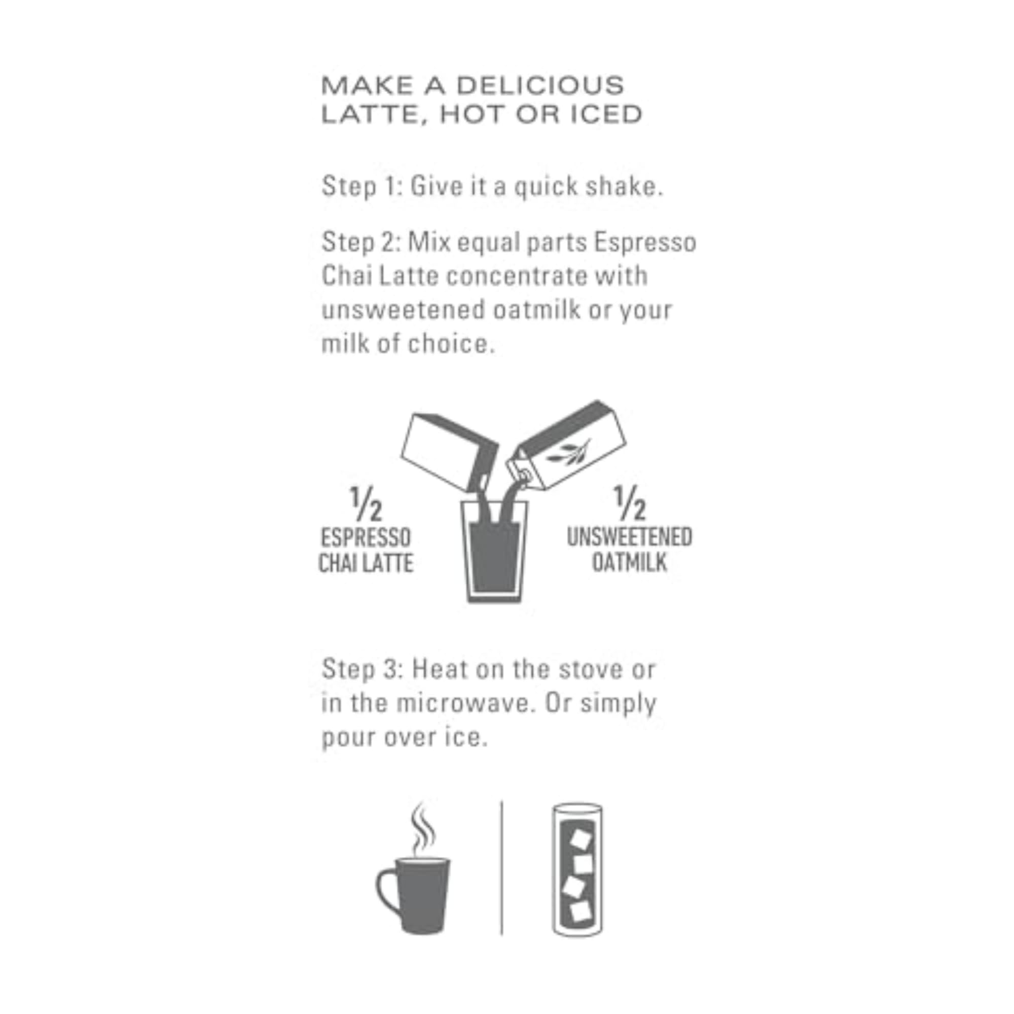 Shaking the concentrate with milk creates a ready-to-drink chai base.