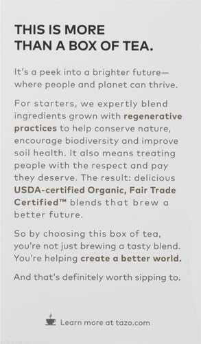 TAZO fair trade organic leaves indicate ethical sourcing for a robust flavor.