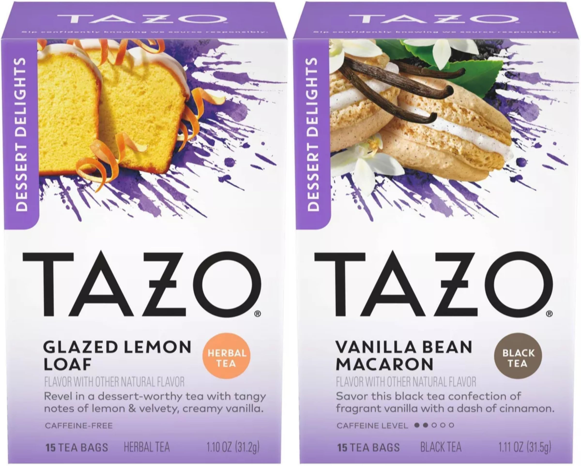 TAZO Glazed Lemon Loaf Herbal Tea box for a caffeine-free citrus-sweet moment
