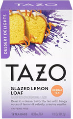 TAZO Glazed Lemon Loaf Herbal Tea cup with bright citrus aroma in every sip