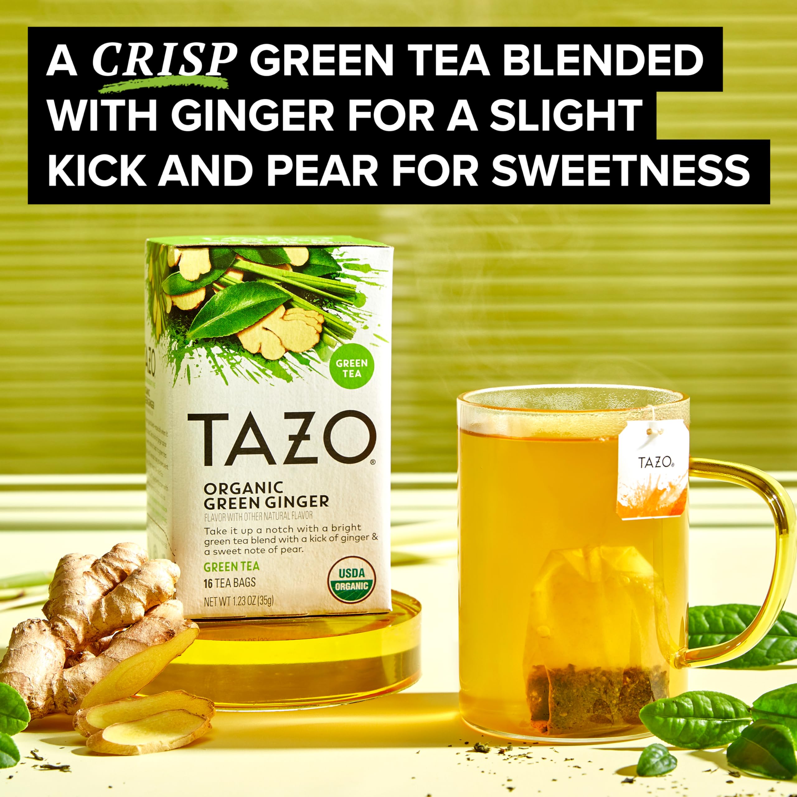 Steeping a cup of TAZO Green Ginger for a flavorful infusion