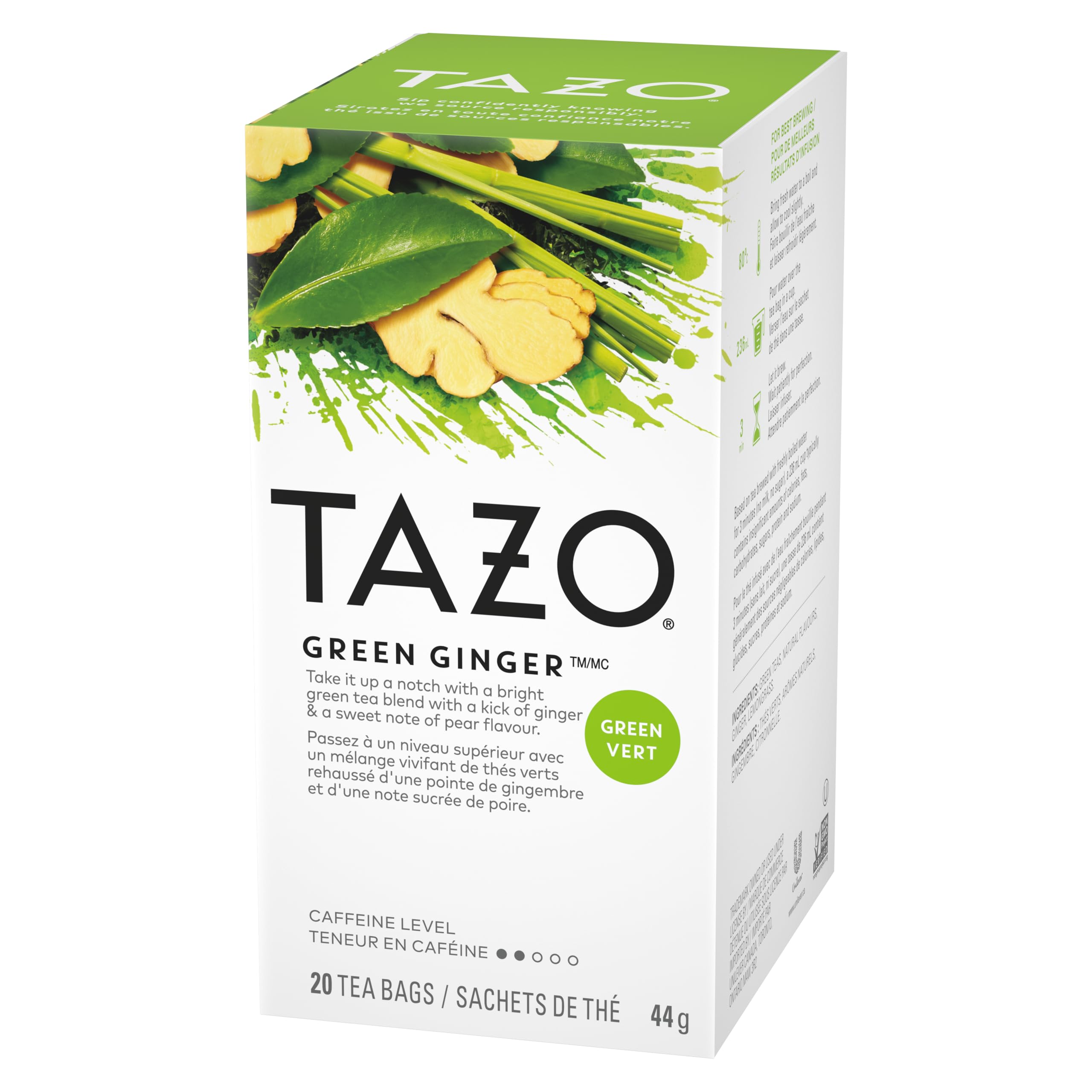 Close-up of TAZO tea bags inviting tropical freshness