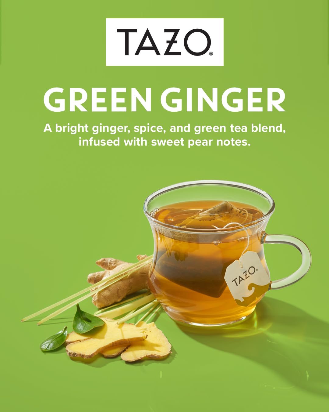 Pale green infusion poured into a cup with soft steam
